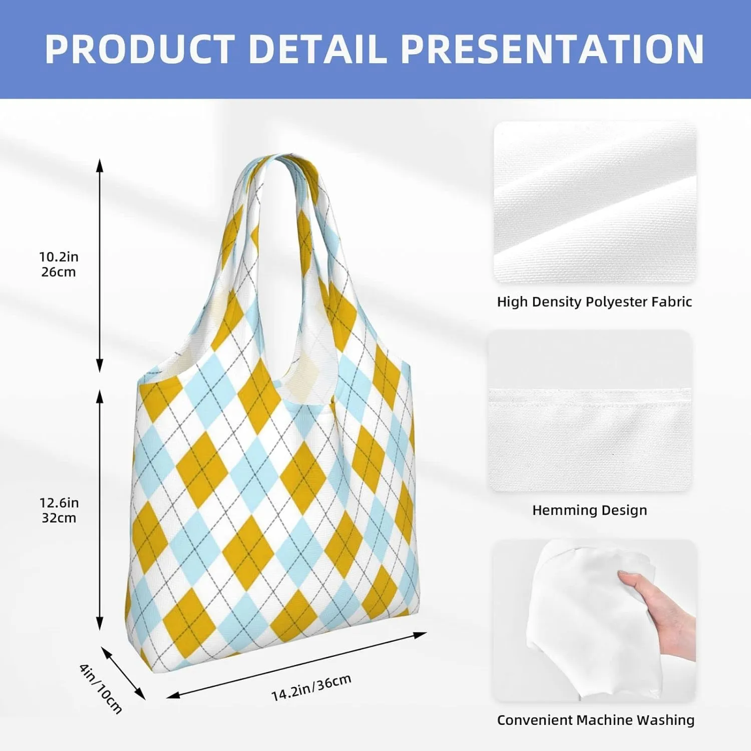 DKJlitter Fashion Canvas Tote Bag, Reusable Grocery Shopping Bag, Large capacity shopping bag Daily Utility Bag
