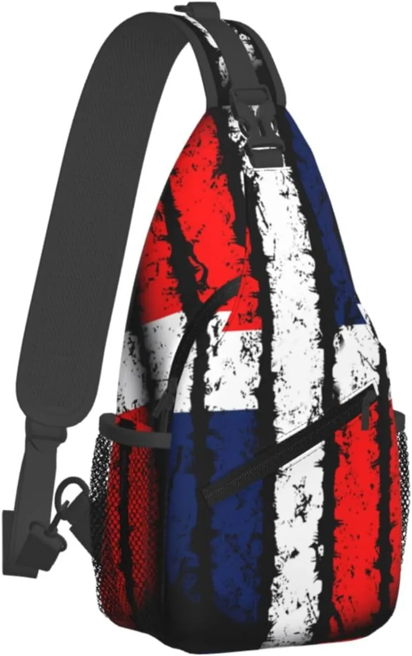 Dominican Republic Flag Crossbody Bag Cross Chest Bag Adjustable Sling Backpack Sports Gym Shoulder Bags Travel Cycling Daypack Diagonally Casual Rucksack