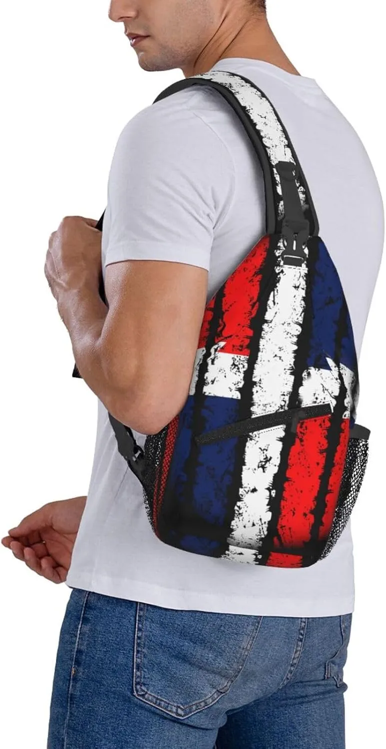 Dominican Republic Flag Crossbody Bag Cross Chest Bag Adjustable Sling Backpack Sports Gym Shoulder Bags Travel Cycling Daypack Diagonally Casual Rucksack