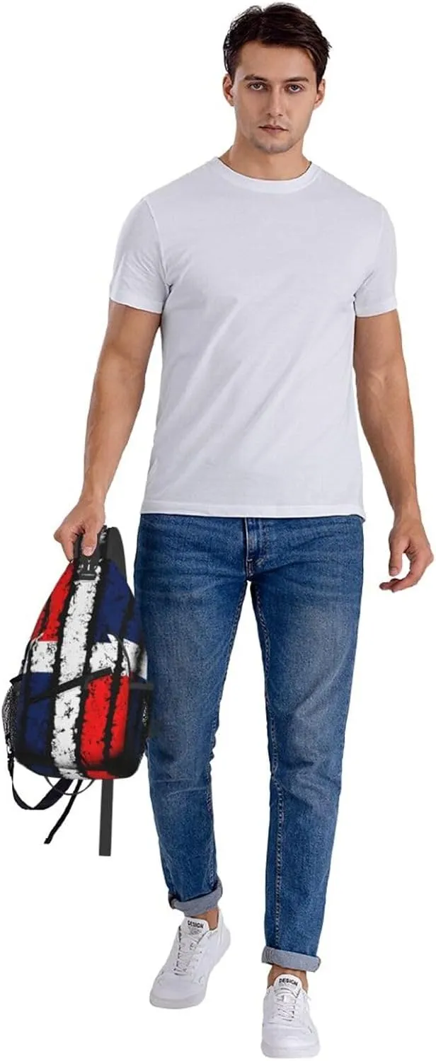Dominican Republic Flag Crossbody Bag Cross Chest Bag Adjustable Sling Backpack Sports Gym Shoulder Bags Travel Cycling Daypack Diagonally Casual Rucksack