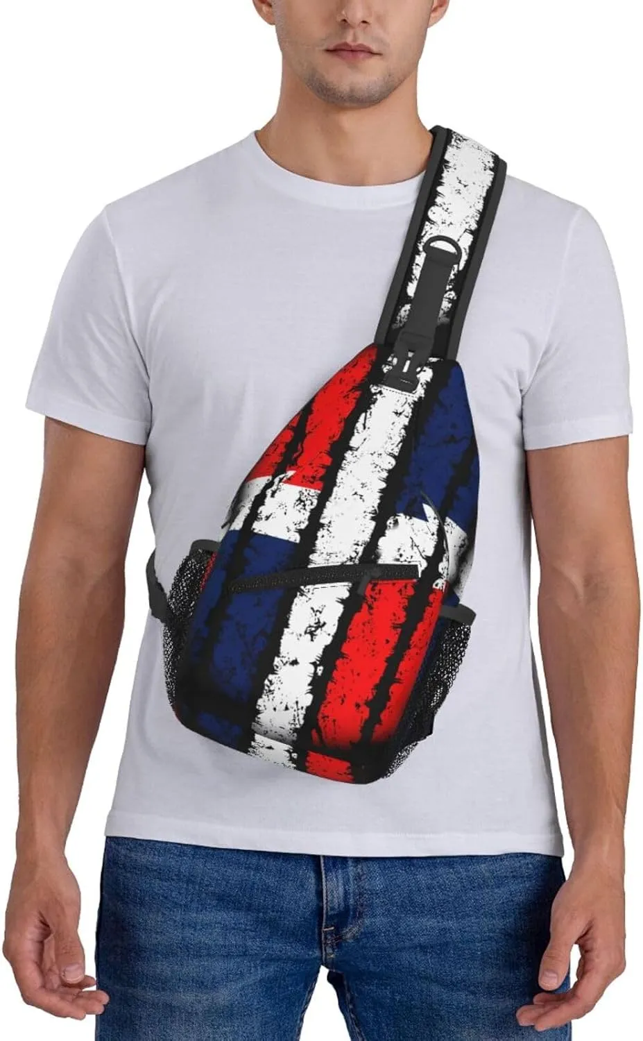 Dominican Republic Flag Crossbody Bag Cross Chest Bag Adjustable Sling Backpack Sports Gym Shoulder Bags Travel Cycling Daypack Diagonally Casual Rucksack