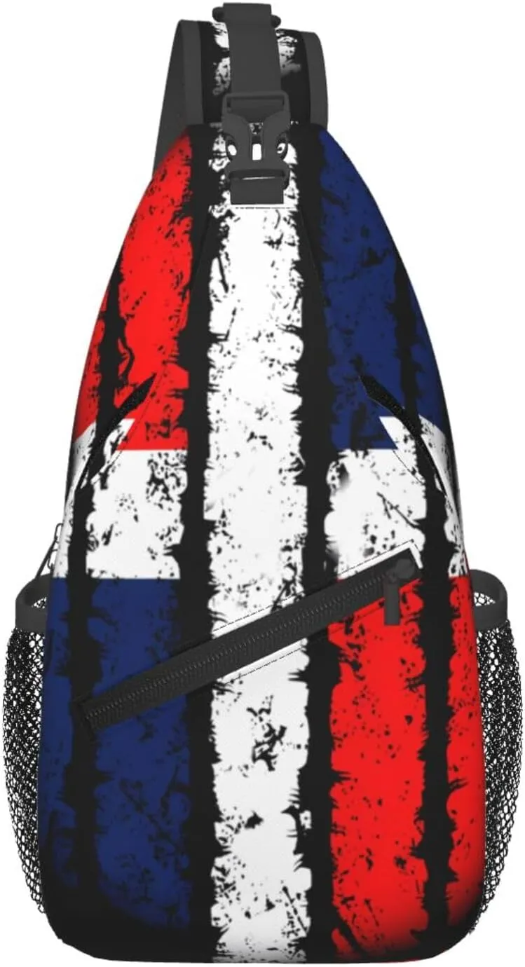 Dominican Republic Flag Crossbody Bag Cross Chest Bag Adjustable Sling Backpack Sports Gym Shoulder Bags Travel Cycling Daypack Diagonally Casual Rucksack