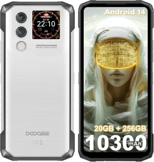 DOOGEE Blade 10 Max Rugged Phone Unlocked, 10300mAh Rugged Smartphone, 6.56" HD  1.54" Dual Screen,20GB 256GB/2TB,4G Dual SIM Android 14 Waterproof Phone,3 Card Slots/NFC/Face ID/OTG