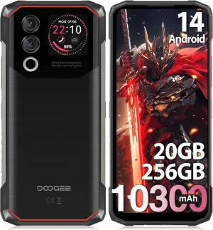 DOOGEE Blade 10 Max Rugged Smartphone,20GB 256GB/TF 2TB Android 14 Rugged Phone Unlocked,10300mAh Battery,6.56'' 90Hz Screen,50MP 8MP Camera,IP68/IP69K Waterproof Phones,Rear Display/NFC/Face ID/OTG