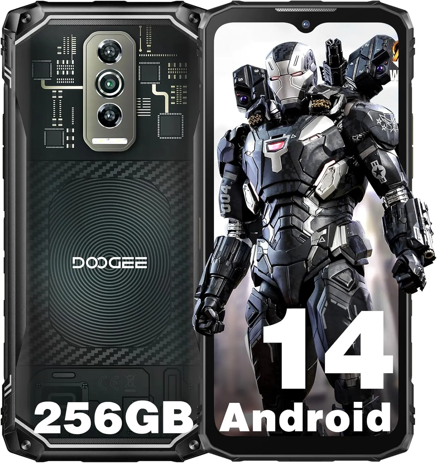 DOOGEE Blade 10 Ultra Rugged Phone Unlocked, 20GB RAM 256GB ROM Cell Phone, 6.56'' 90Hz Waterdrop Screen, 50MP Camera, 5150mAh Battery, 4G Dual SIM Android 14, IP68/IP69K Waterproof Phones, NFC/GPS