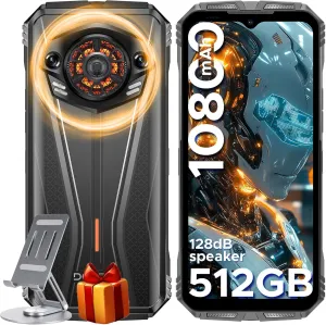 DOOGEE S Punk Pro(2025) Rugged Phone,20GB 512GB Android 14 Rugged Cell Phone with 128dB Loudest Speaker,6.6 FHD  IPS 90Hz,10800mAh Rugged Smartphone,50MP AI Camera,Waterproof Phone,Face Unlock/NFC