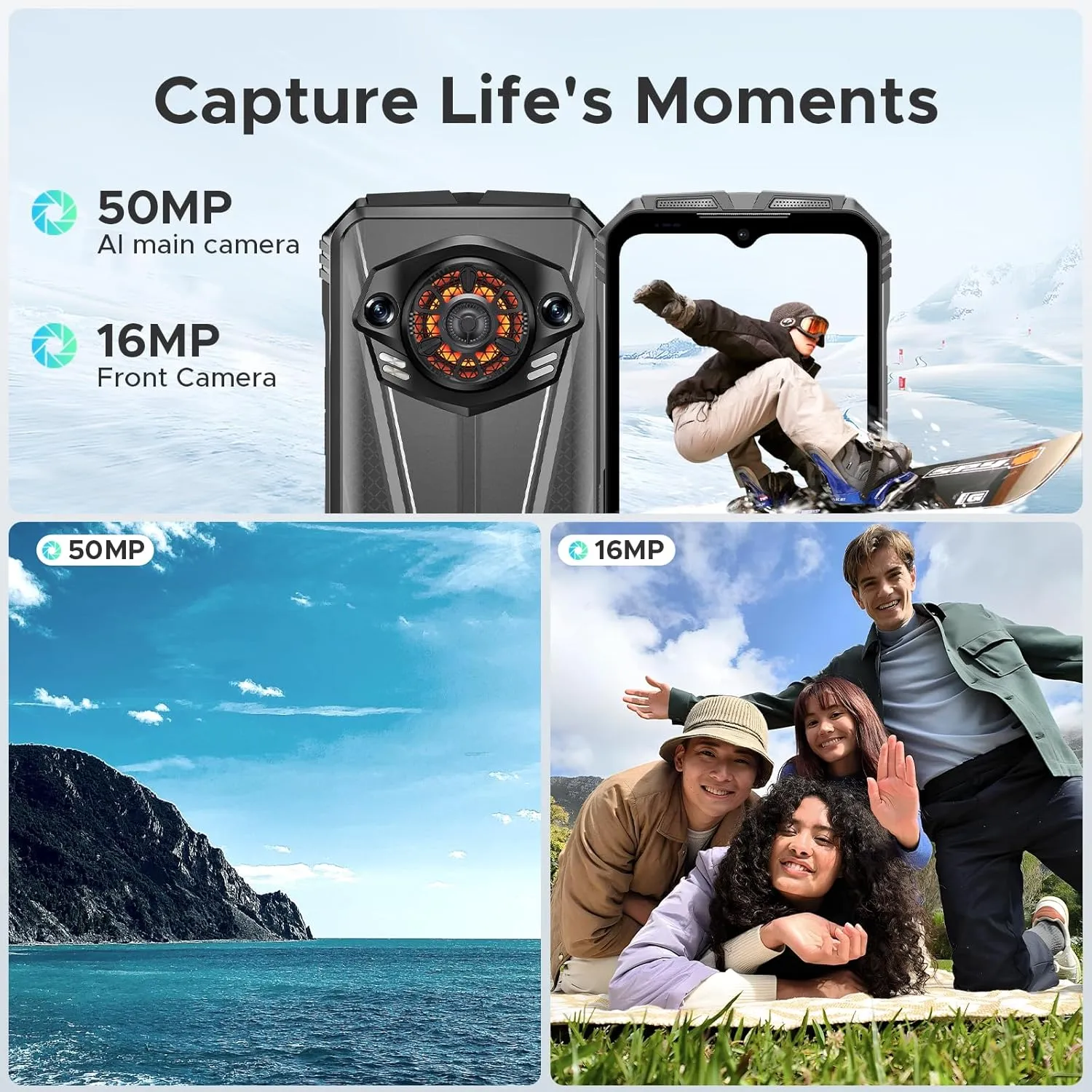 DOOGEE S Punk Pro(2025) Rugged Phone,20GB 512GB Android 14 Rugged Cell Phone with 128dB Loudest Speaker,6.6 FHD  IPS 90Hz,10800mAh Rugged Smartphone,50MP AI Camera,Waterproof Phone,Face Unlock/NFC