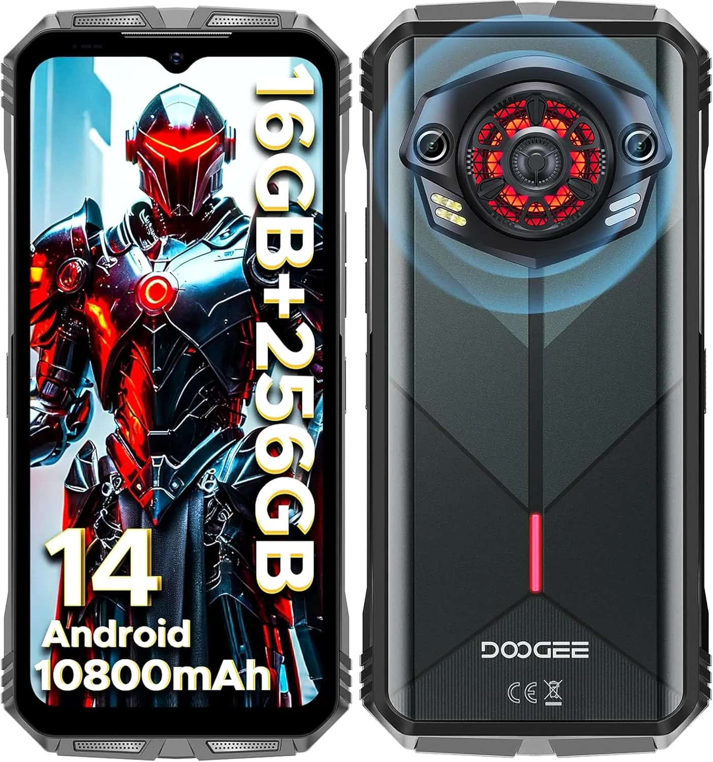 DOOGEE S Punk Rugged Smartphone Android 14,16GB 256GB/1TB Rugged Phone with 126dB Super Speaker,10800mAh,6.58" FHD  Display,4G Dual SIM,50MP 16MP, IP68/IP69K Waterproof Phones, NFC/OTG/Face ID