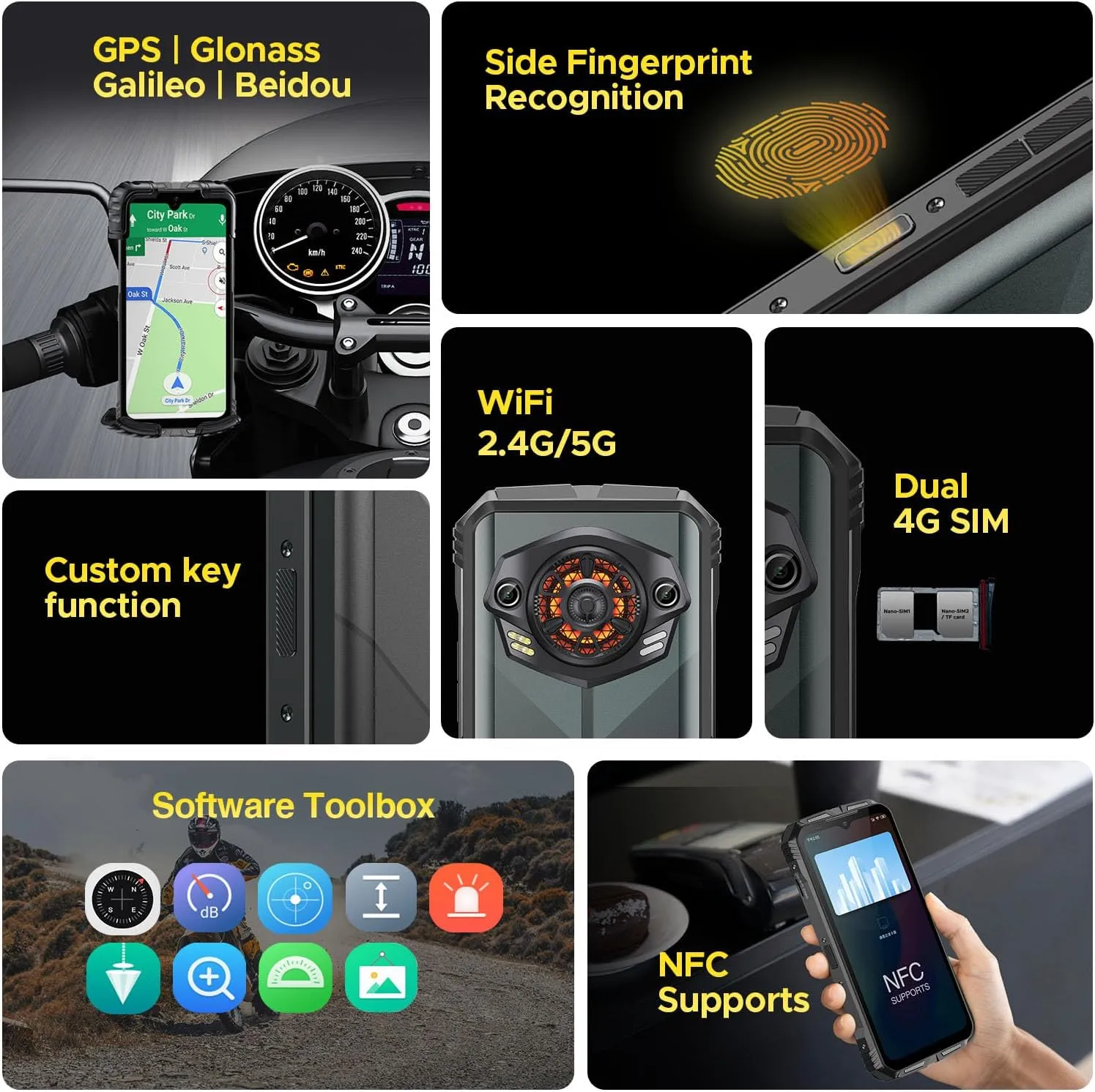 DOOGEE S Punk Rugged Smartphone Android 14,16GB 256GB/1TB Rugged Phone with 126dB Super Speaker,10800mAh,6.58" FHD  Display,4G Dual SIM,50MP 16MP, IP68/IP69K Waterproof Phones, NFC/OTG/Face ID