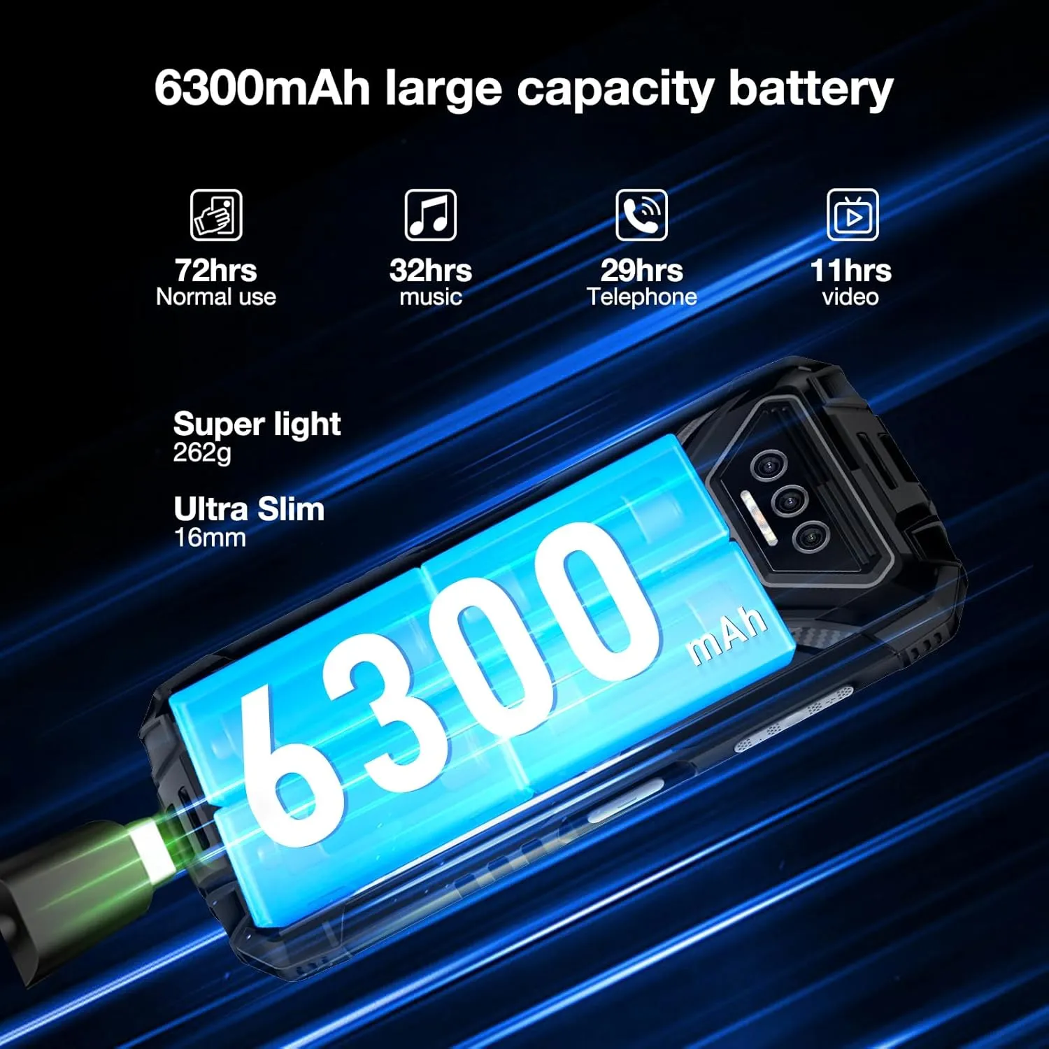 DOOGEE S41T Rugged Smartphone Unlocked 2024,Android 14,6300mAh Battery,8GB 64GB,4G Dual Sim Rugged Phone,13MP Camera,IP68 Waterproof Cell Phone,Face Unlock,NFC T-Mobile,Green