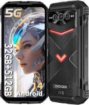DOOGEE V Max Pro Rugged Smartphone 5G, 22000mAh/33W Fast,512GB/TF 2TB Rugged Phone,108MP 20MP Night Vision,6.58" FHD 120Hz IPS Waterdrop Screen,Android 14 Rugged Cell Phone,NFC/Face ID/WiFi 6