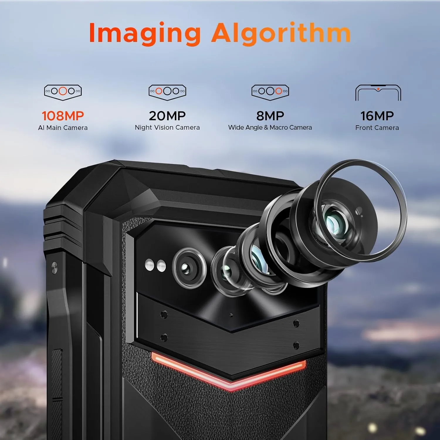 DOOGEE V MAX Pro(2025) 5G Rugged Phone,22000mAh,32GB 512GB/TF 2TB,Android 14 Rugged Smartphone,108MP 20MP Night Vision Phone, 6.58"FHD  120Hz IPS Screen, IP68/IP69K Waterproof,NFC/OTG/Face ID/1.18 lb