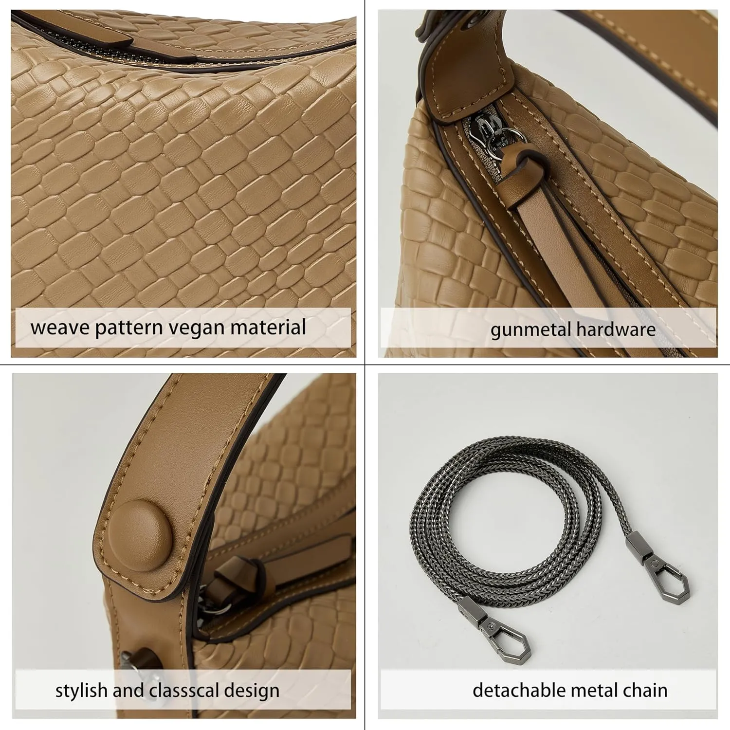DORIS&JACKY Small Hand Tote Handbag For Women Designer Vegan Top Handle Crossbody Purse With Metal Chain Strap