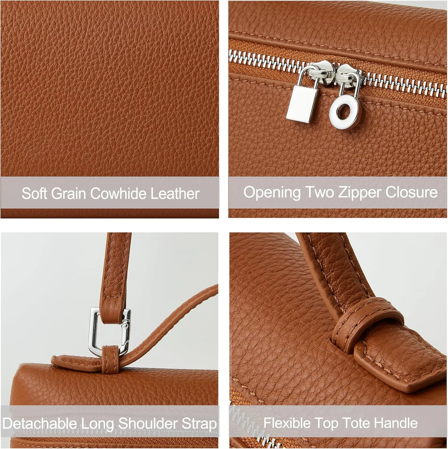 DORIS&JACKY Small Leather Crossbody Bag for Women Designer Mini Top Handle Phone Pouch Bag with Adjustable Shoulder Strap