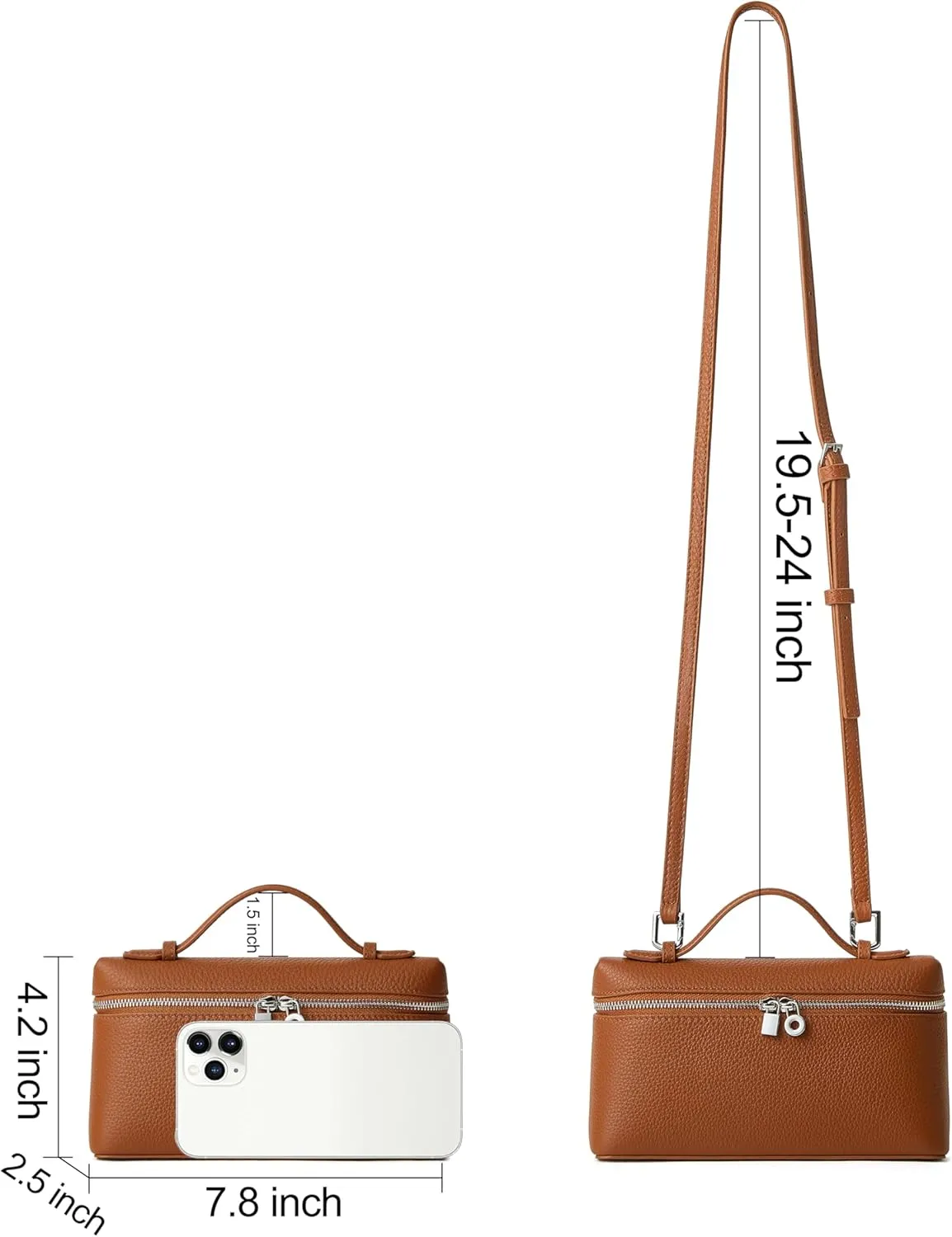 DORIS&JACKY Small Leather Crossbody Bag for Women Designer Mini Top Handle Phone Pouch Bag with Adjustable Shoulder Strap