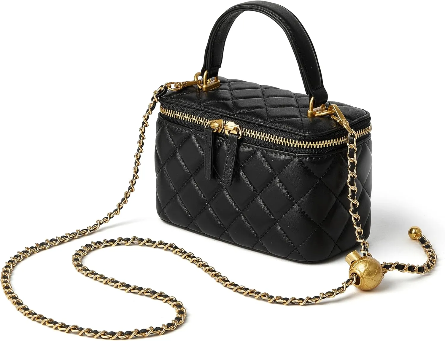 DORIS&JACKY Small Quilted Square Box Bag For Women Designer Crossbody Pouch Purse With Metal Chain Strap