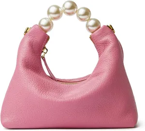 DORIS&JACKY Small Top Handle Clutch Bag Women Designer Goatskin Crossbody Purse With Pearl Handle And Detachable Metal Chain