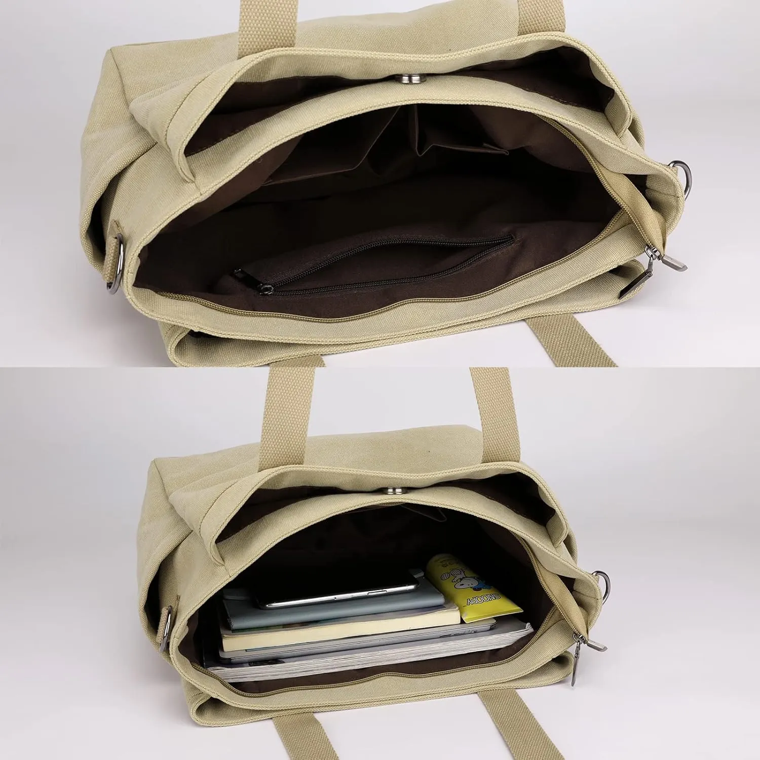 DOURR Hobo Handbags Canvas Crossbody Bags for Women, Multi Compartment Large Tote Purse for Work Travel