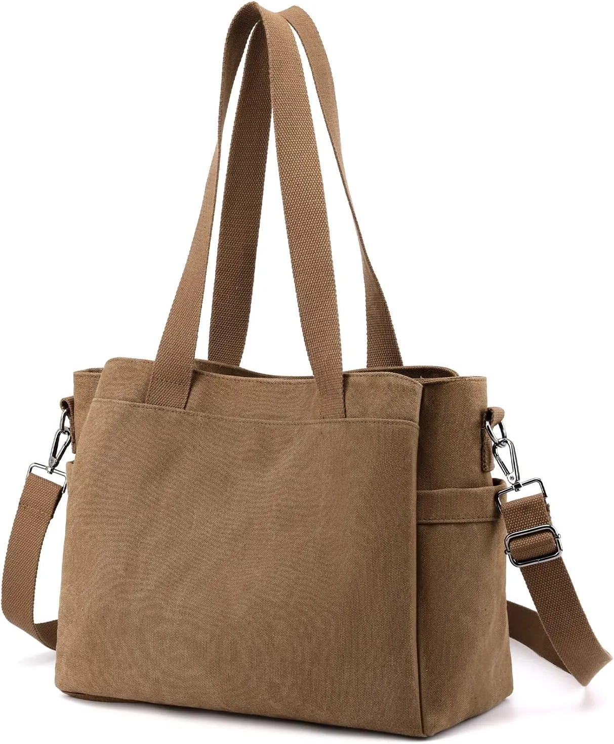 DOURR Hobo Handbags Canvas Crossbody Bags for Women, Multi Compartment Large Tote Purse for Work Travel