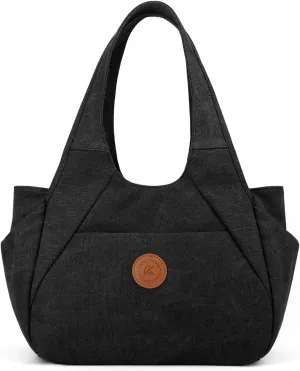 DOURR Light Women's Hobo Purses and Handbags with 3 Compartments Durable Cotton Canvas Shoulder Bag Daily Tote