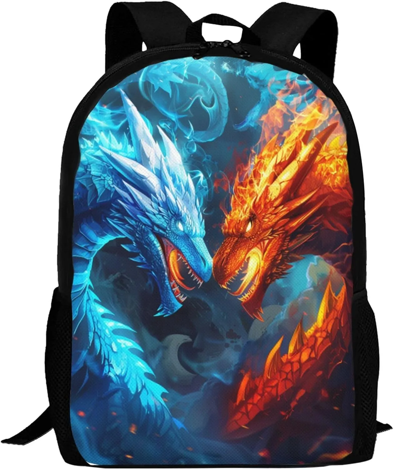 Dragon Backpack, Simple and Aesthetic Bookbag for Women & Men, Lightweight Adjustable Black Backpack for Travel Outdoor Sports, Large Capacity Laptop Bag for Business Office