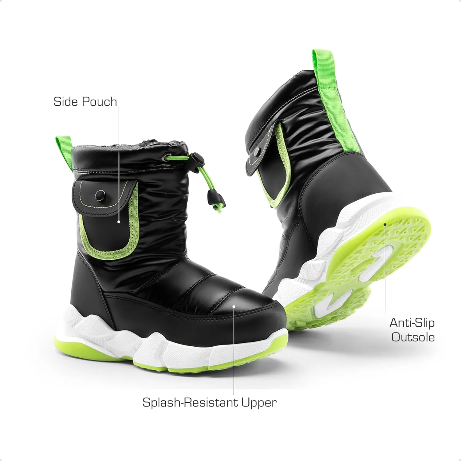 DREAM PAIRS Boys Girls Snow Boots Water Resistant Non-Slip Mid Calf Lightweight Athletic Outdoor Warm Winter Shoes for Little/Big Kids