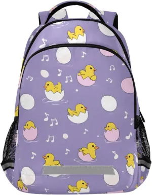 Duck Eggshell Music Note Backpack for Girls Boys School Book Bag Kids Campus Daypack Lightweight Travel Back Pack
