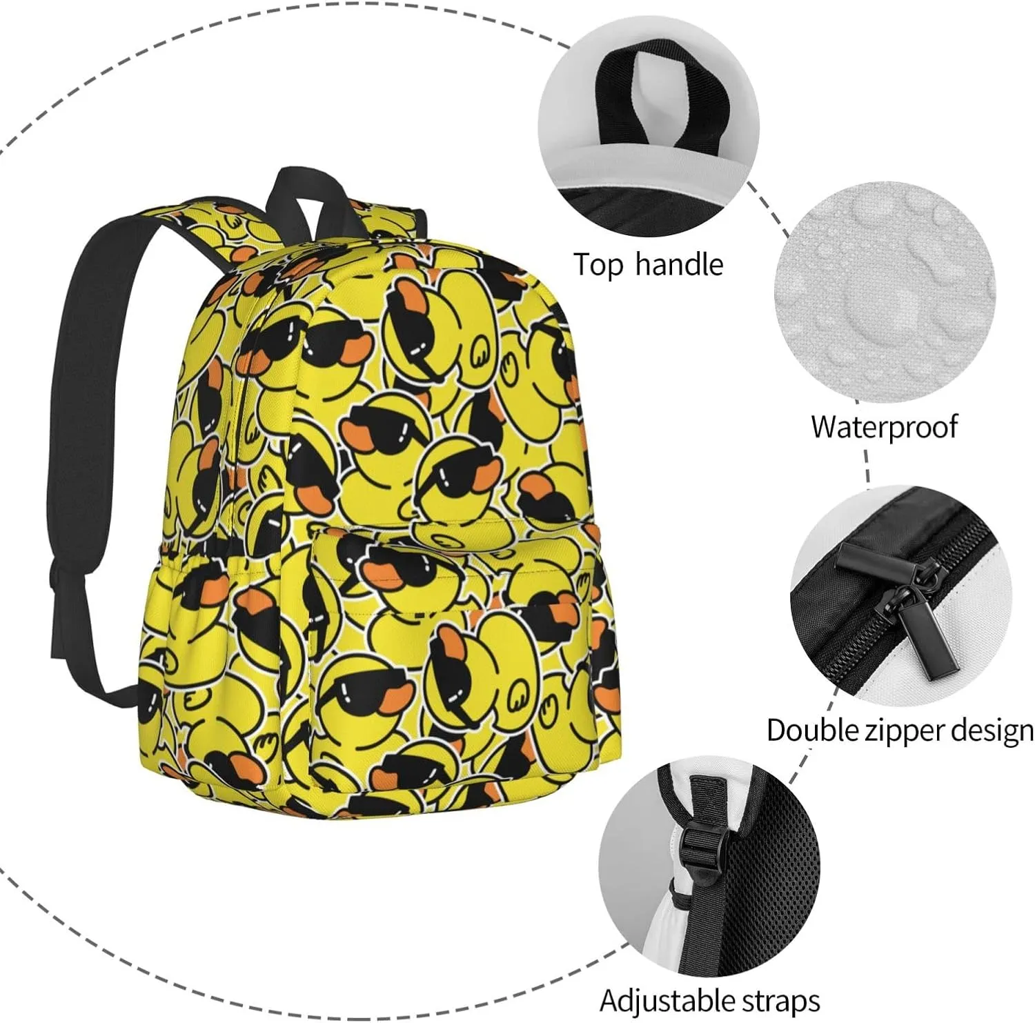 Duck Pattern Backpack Book Bags Lightweight Casual Laptop Backpacks Travel Daypack For Man Woman