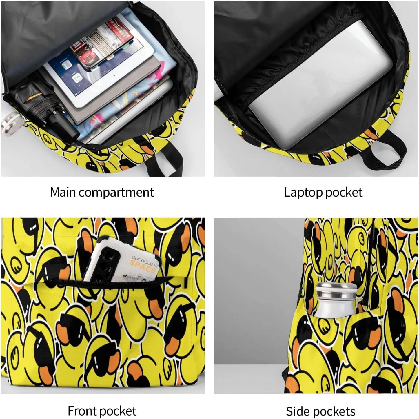 Duck Pattern Backpack Book Bags Lightweight Casual Laptop Backpacks Travel Daypack For Man Woman