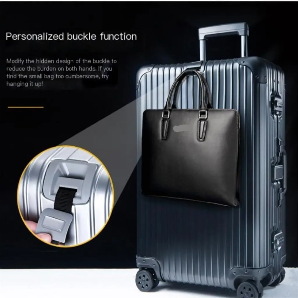 Duffle Bag All-aluminum Magnesium Alloy Trolley Case Metal Suitcase Universal Wheel Boarding Case 24-inch Suitcase Suitcase Tags(Blue,32cm)