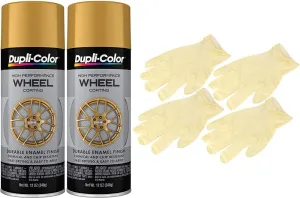 Duplicolor High Performance Matte Gold Wheel Paint (12 oz) Bundle with Latex Gloves (6 Items)