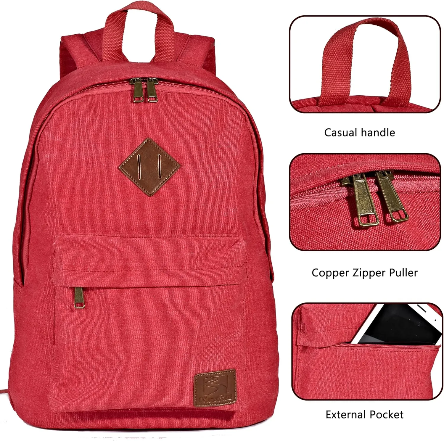 Durable Canvas College Rucksack Laptop Excursion Backpack Travel Notebook School Backpack Bookbag For Men Women Red Factory Directly