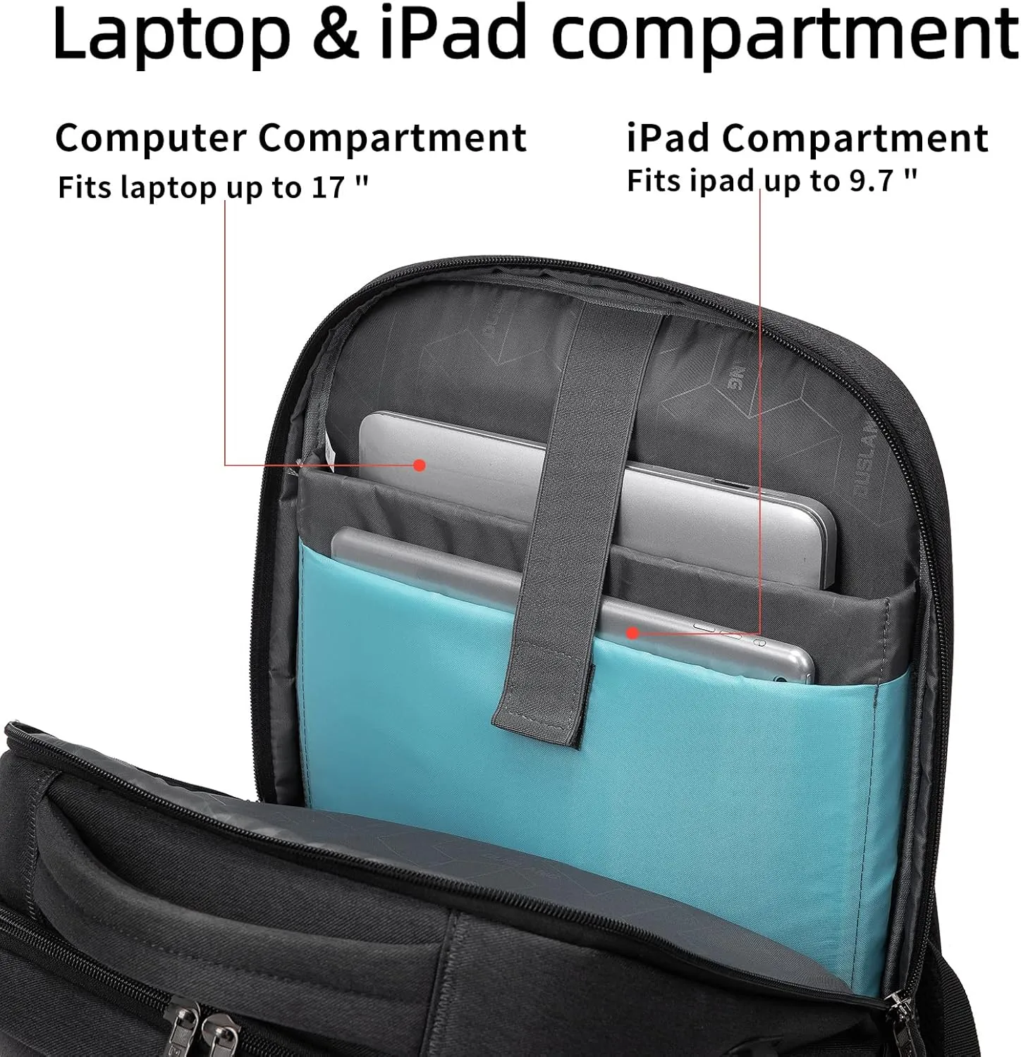 DUSLANG 17 Inch Laptop Backpack for Travel Water Resistant College Backpack for Men/Women Laptop Bag with USB Charging Port and Tablet Sleeve Bag Compatible Protective Case, Black