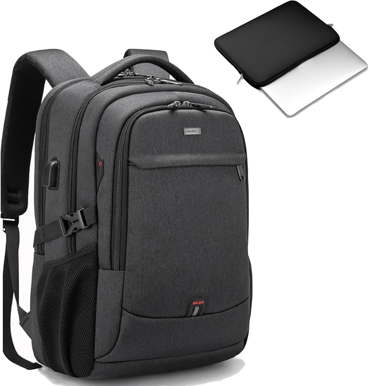 DUSLANG 17 Inch Laptop Backpack for Travel Water Resistant College Backpack for Men/Women Laptop Bag with USB Charging Port and Tablet Sleeve Bag Compatible Protective Case, Black