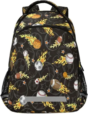 Dussdil Football Basketball Rugby Kid's Backpack Backpacks for Boys Girls, 16 inch Casual Daypack Back Pack Laptop Bag Double Zipper Travel Bags with Adjustable Shoulder Strap