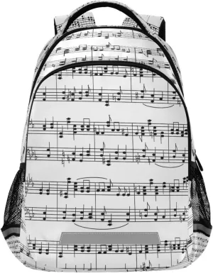 Dussdil Music Stave Notes Kid's Backpack, Backpacks for Boys Girls, 16 inch Casual Daypack Back Pack Laptop Bag Double Zipper Travel Bags with Adjustable Shoulder Strap