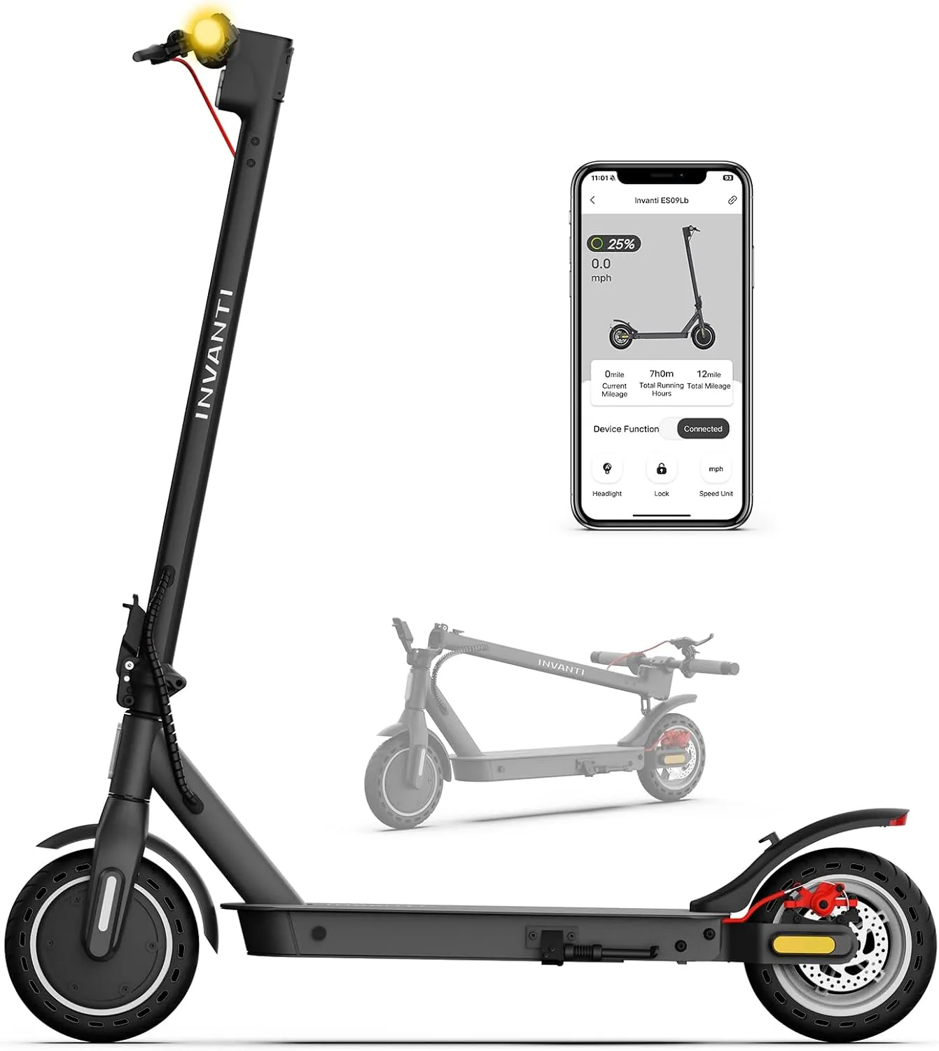 E30 Electric Scooter with Smart APP, 19.9 Miles Range & 18 MPH, 350W Motor, 8.5" Solid Tires, Rear Suspension and Turn Signals, Foldable Electric Scooter for Adults and Teens