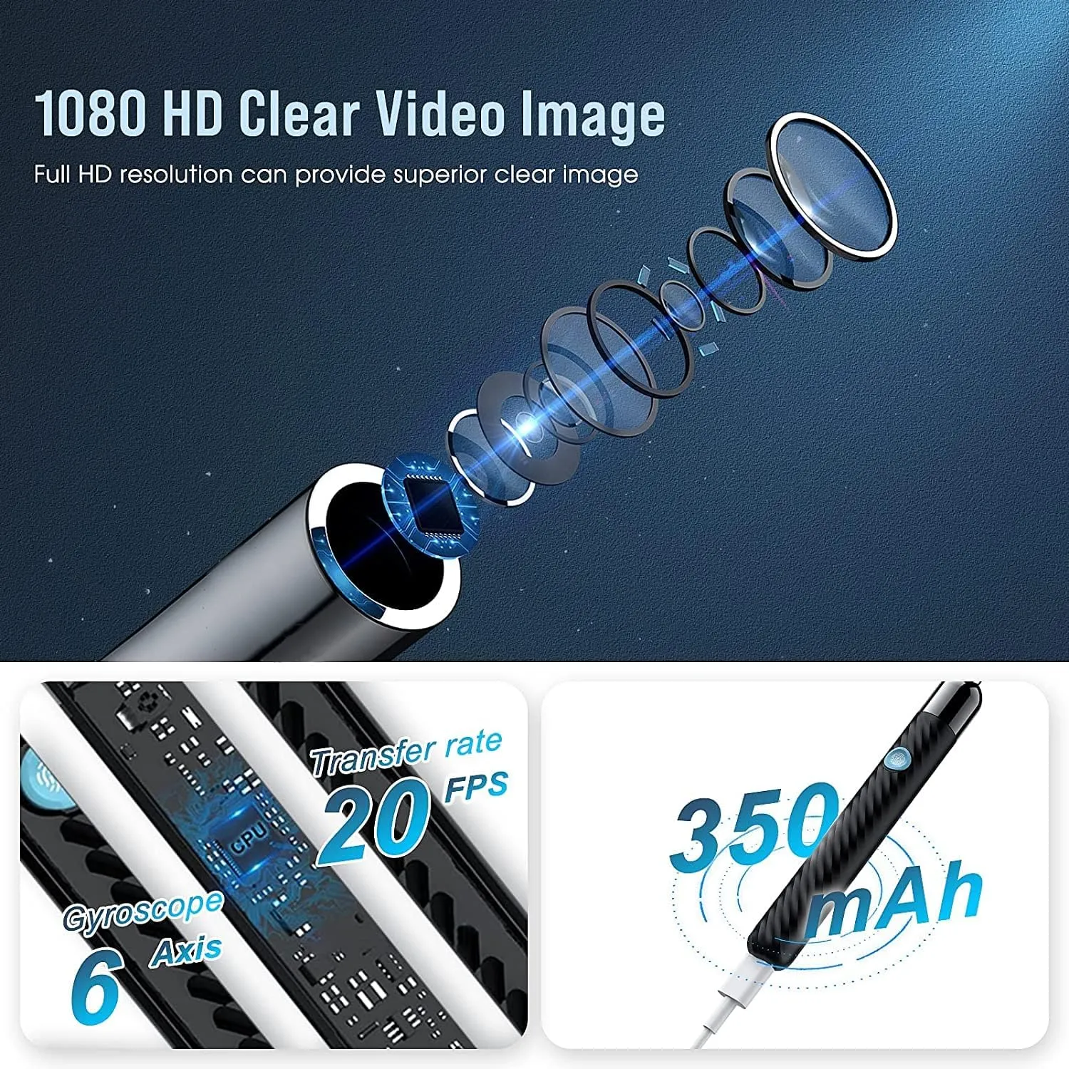 Ear Wax Removal - Earwax Remover Tool with 8 Pcs Ear Set - Ear Canal Cleaner with 1080P Camera - FSA HSA Eligible - Ear Cleaning Kit with 6 Ear Spoon - Ear Camera for iOS & Android (Black)