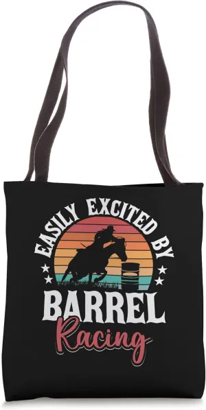Easily Excited By Barrel Racing Vintage Sunset Retro Tote Bag