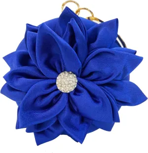 EFTCAL Women Silk Round 3D Rose Flower Handbag,Rhinestone Metal Handle Evening Bag Wedding Party Prom Purse Shoulder Bag
