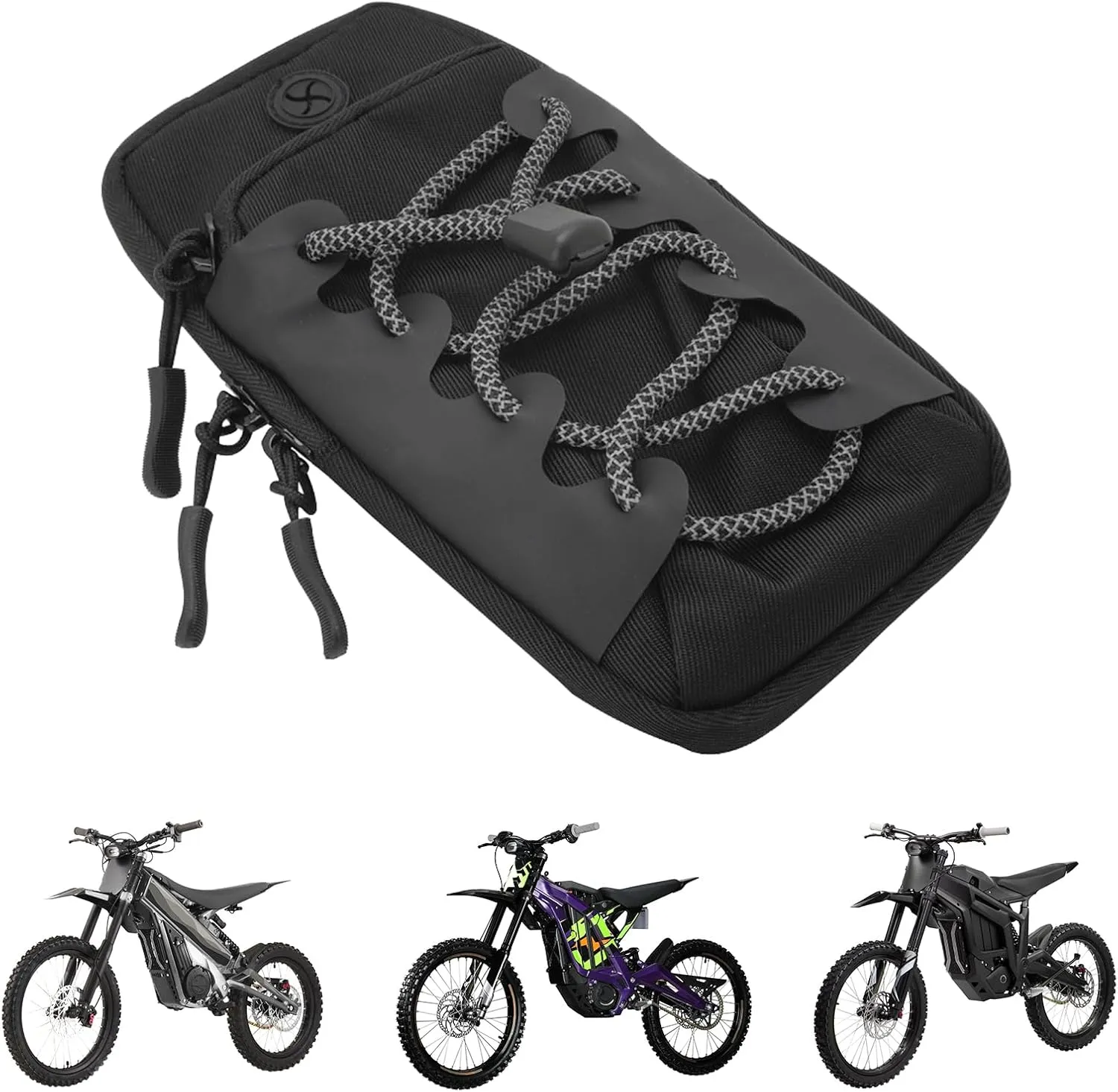 Electric Dirt Bike Bag Front Frame Bag Universal for Sur Ron Surron LBX E-Ride Pro SS/S Rawrr Mantis,Fit for ID Phone Key Garage Door Opener Black