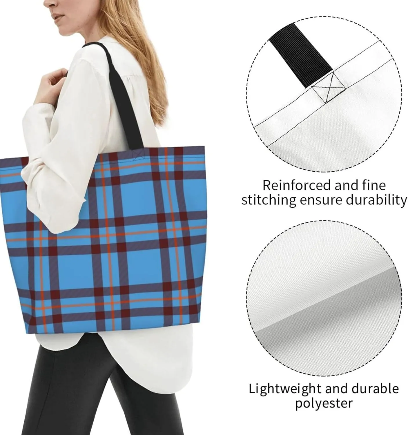Elliot Ancient Tartan Tote Bag For Women Weekender Travel Bag Reusable Grocery Bags Large Totes Handbags