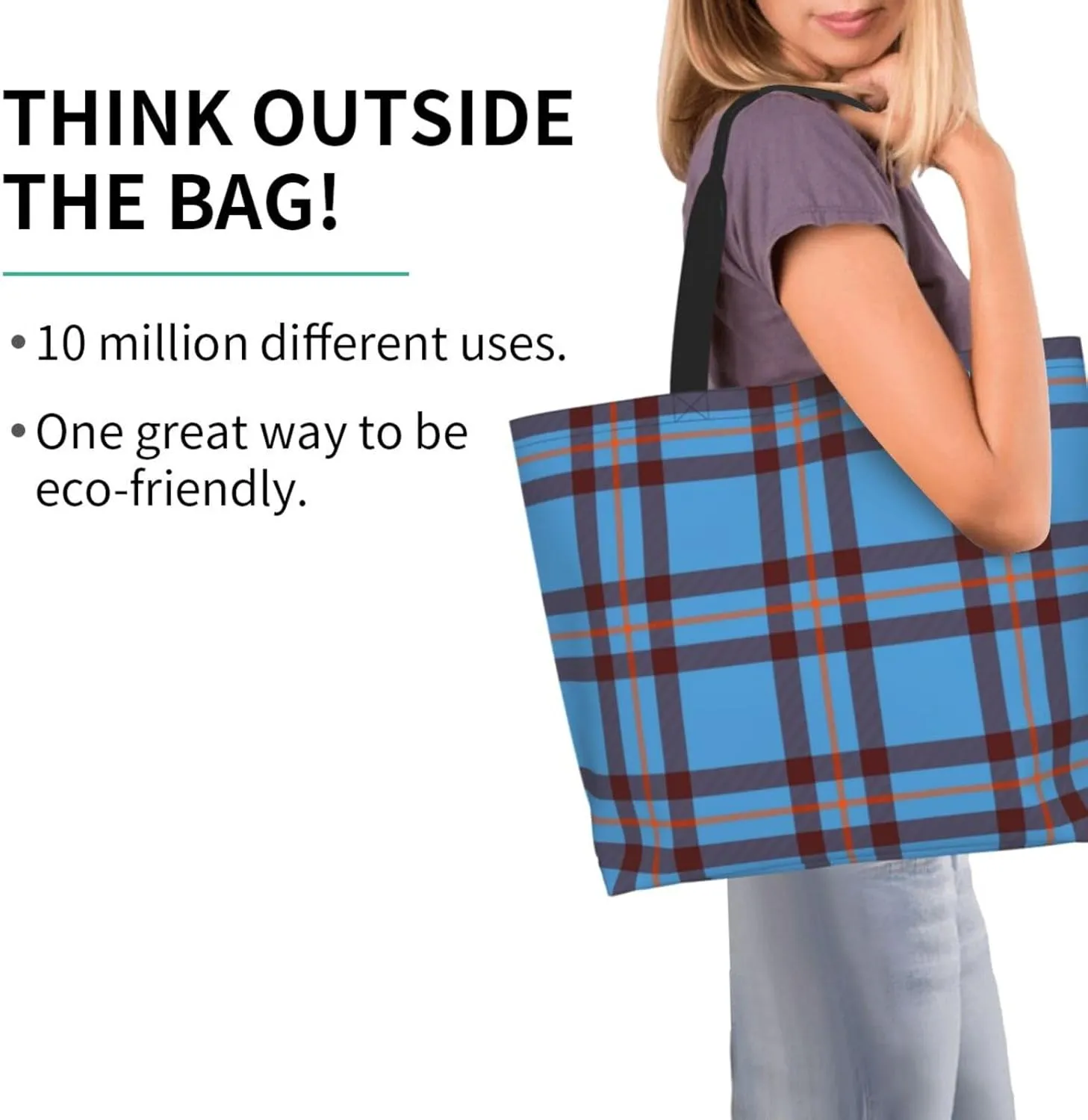 Elliot Ancient Tartan Tote Bag For Women Weekender Travel Bag Reusable Grocery Bags Large Totes Handbags
