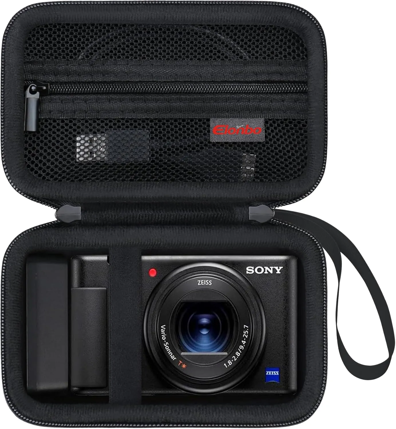 Elonbo Carrying Case for Sony ZV-1F/ ZV-1 II/ZV-1 Vlog Digital Camera for Content Creators, Sony ZV1 Vlogging Camera Hard Travel Bag, Mesh Pocket fits Battery Card Reader Cable, Black