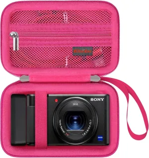 Elonbo Carrying Case for Sony ZV-1F/ ZV-1 II/ZV-1 Vlog Digital Camera for Content Creators, Sony ZV1 Vlogging Camera Hard Travel Bag, Mesh Pocket fits Battery Card Reader Cable, Raspberry