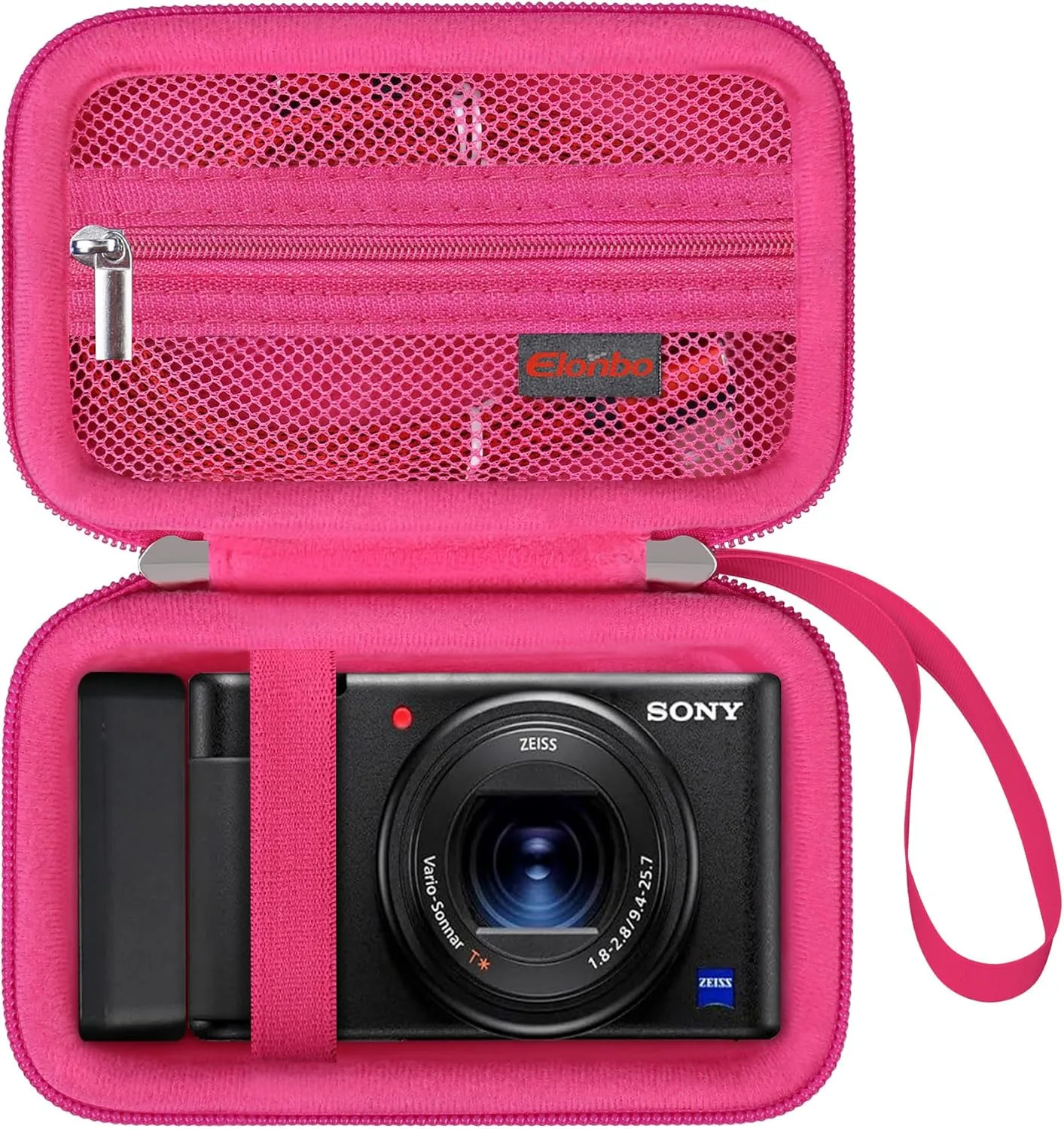 Elonbo Carrying Case for Sony ZV-1F/ ZV-1 II/ZV-1 Vlog Digital Camera for Content Creators, Sony ZV1 Vlogging Camera Hard Travel Bag, Mesh Pocket fits Battery Card Reader Cable, Raspberry