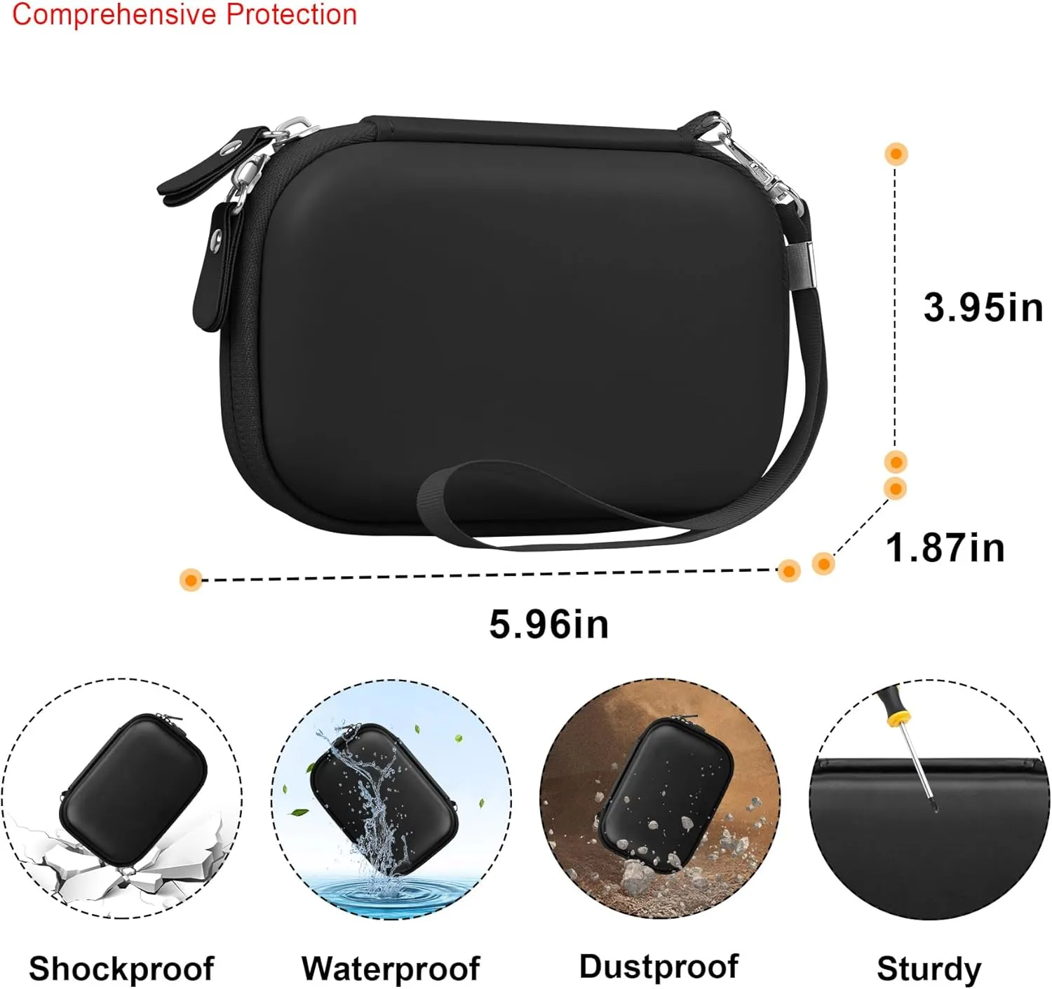Elonbo Digital Camera Carrying Case for CAMKORY/for toberto/for AiTechny/for VAHOIALD/for IWEUKJLO FHD 1080P Camera, Boys Girls Kids Compact Small Camera Travel Storage Cover Protective Bag, Black