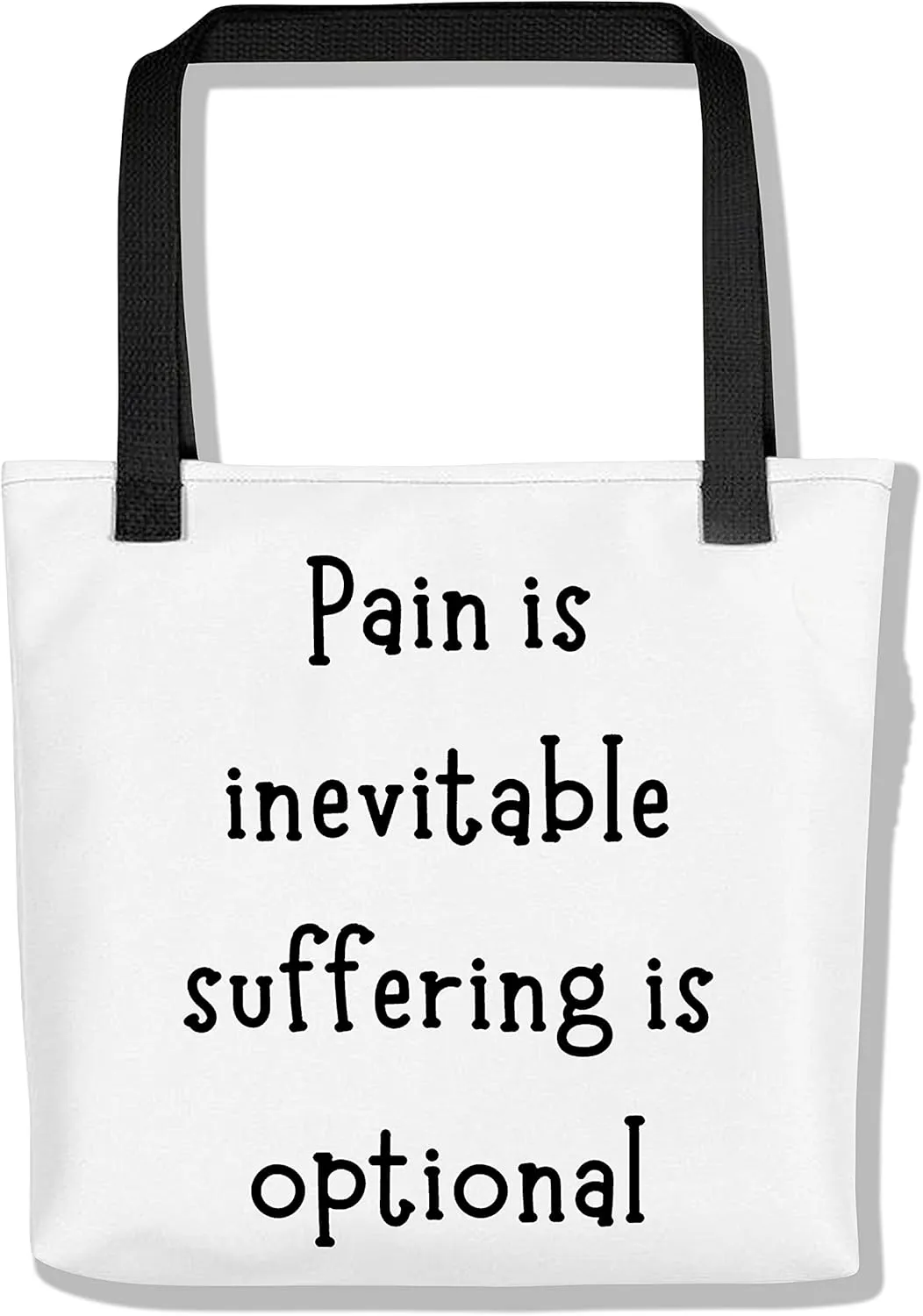 eloria Tote Bag Pain Is Inevitable Quote Printed Bag Cotton Canvas Fabric Hand Bag