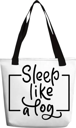 eloria Tote Bag Sleep Like A Dog Quote Printed Bag Cotton Canvas Fabric Hand Bag