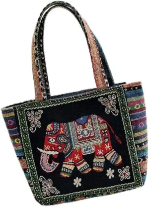 Embroidered canvas handbag, hand-held bag, casual work small shoulder bag